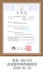 专利0831876 连接管和换热器相同(2008.05.16)