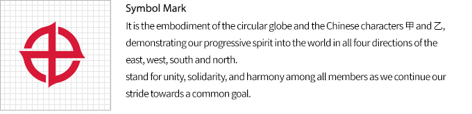 Symbol Mark:The round shape symbolizes the earth and tangled two Chinese characters, Kab(ˣ) and Ul(), which are the motif of company name (KB). The symbol mark means the company expands its market in all directions.