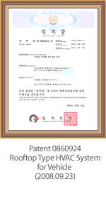 Patent 0860924 Rooftop Type HVAC System for Vehicle(2008.09.23)