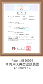 专利0860924 車両用天井型空調装置(2008.09.23)